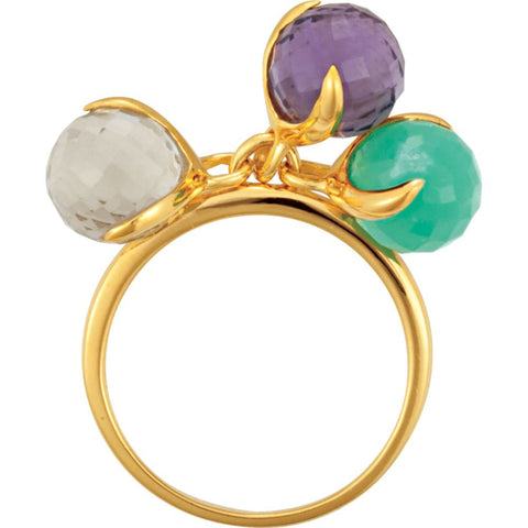 18k Yellow Gold Vermeil Multi-Gemstone Ring Size 6