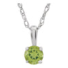 Sterling Silver Imitation Peridot "August" Birthstone 14-inch Necklace for Kids
