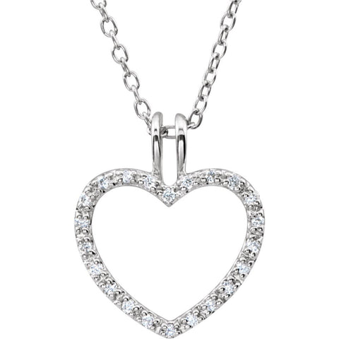 Sterling Silver 1/6 CTW Black & White Diamond Heart 18" Necklace