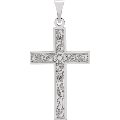 14k White Gold 22x14mm Design Cross Pendant