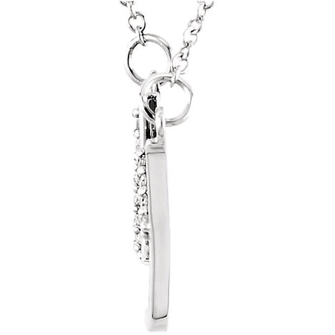 14k White Gold .08 CTW Diamond "Lucky" 16.4" Necklace