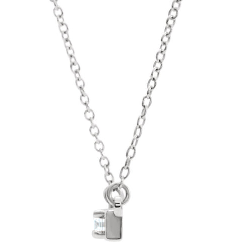 14k White Gold 1/10 CTW Diamond Bar 17.5" Necklace