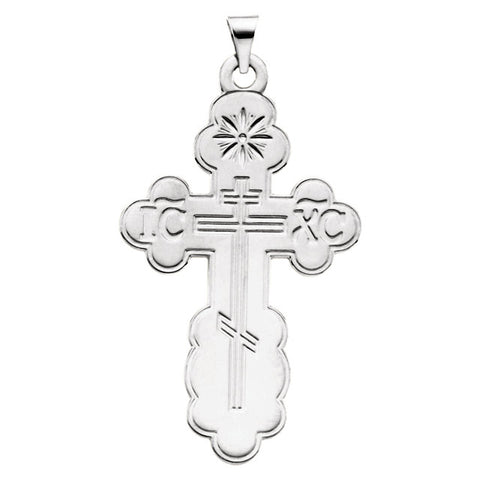 14k White Gold 26x17mm Orthodox Cross Pendant with Packaging