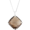 Sterling Silver 20X20MM Smoky Quartz 18-Inch Necklace