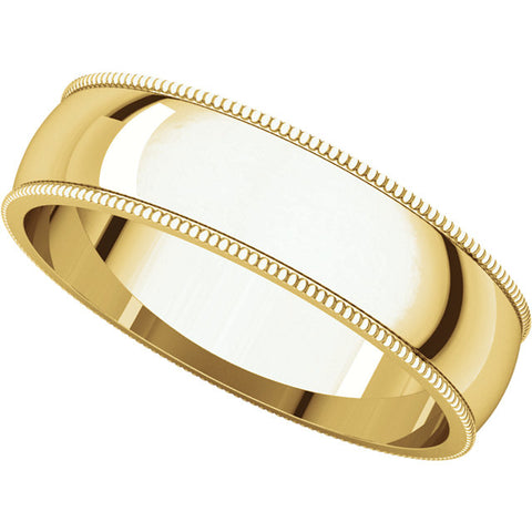10k Yellow Gold 5mm Light Milgrain Band, Size 9