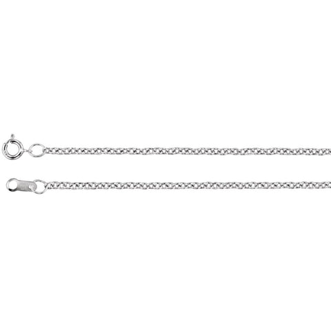 14K White Gold 1.5mm Solid Cable 20-Inch Chain