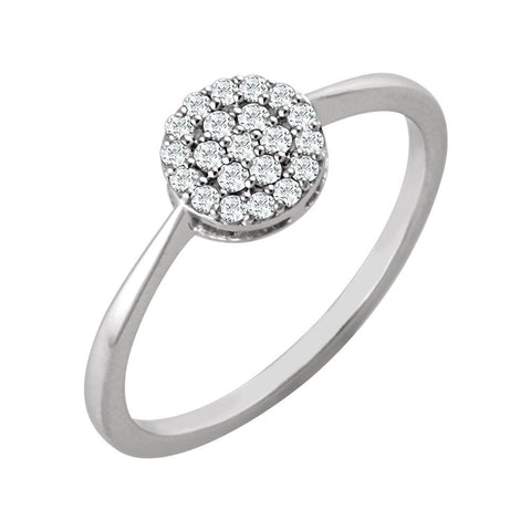 14k White Gold 1/5 CTW Diamond Cluster Ring, Size 7
