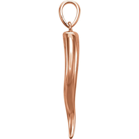 14k Rose Gold 25.7mm Italian Horn Pendant