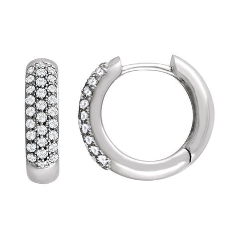 14k White Gold 1/2 CTW Diamond Hoop Earrings