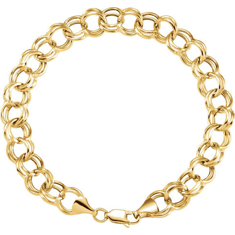 14k Yellow Gold 5.7mm Double Link Charm 7.25" Bracelet