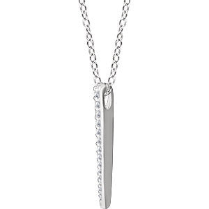 14k White Gold 1/4 CTW Diamond Graduated 16-18" Bar Necklace