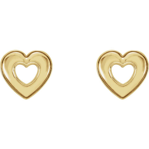 14k Yellow Gold Heart Earrings