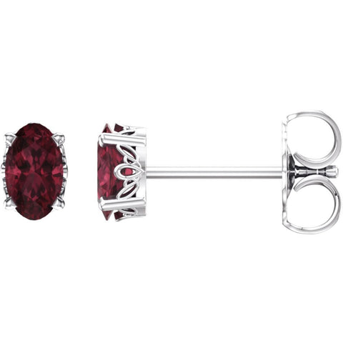 14k White Gold Mozambique Garnet Earrings