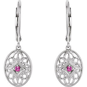 Sterling Silver Ruby Lever Back Earrings