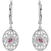 Sterling Silver Ruby Lever Back Earrings