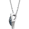 14k White Gold 1/6 CTW Blue & White Diamond Cluster 18" Necklace