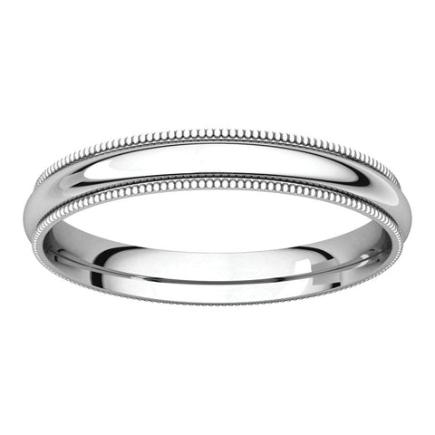 Continuum Sterling Silver 3mm Milgrain Comfort Fit Band, Size 8.5