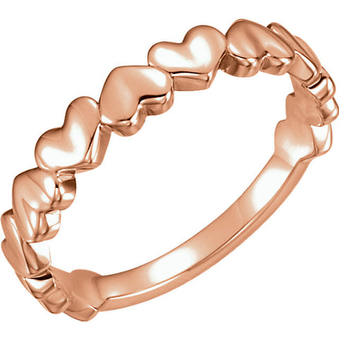 14k Rose Gold Heart Ring, Size 7