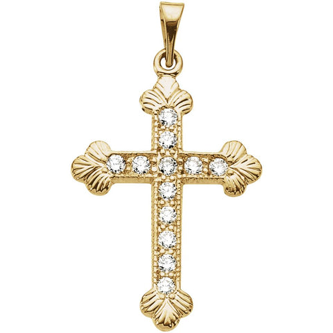 14k Yellow Gold Diamond Cross Pendant