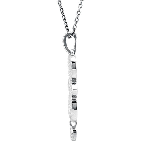 14k White Gold Granulated Scroll Design 18" Necklace