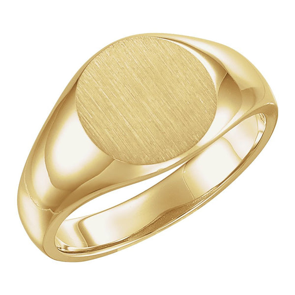 14k Yellow Gold 13mm Men's Signet Ring , Size 11