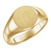 13.00 mm Men's Signet Ring with Brush Finished Top in 14k White Gold ( Size 10 )