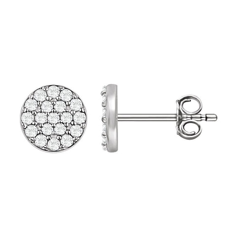 14k White Gold 1/3 CTW Diamond Cluster Earrings