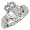 Sterling Silver 14.5x10.5mm Ladies Claddagh Ring, Size 7