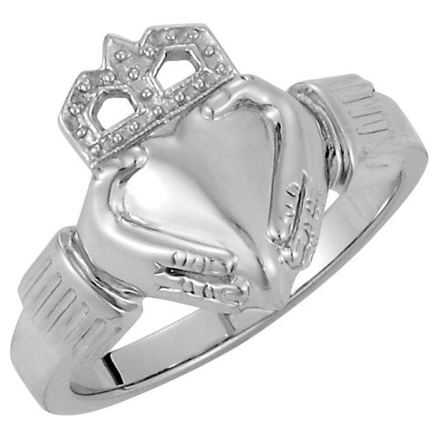 5.10 mm Ladies Claddagh Ring in 14k White Gold (Size 6 )