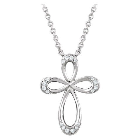 Sterling Silver 1/10 CTW Diamond Cross 18" Necklace