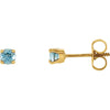14k Yellow Gold Imitation Blue Zircon Kid's Earrings