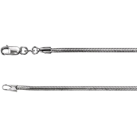 Sterling Silver 1.5mm Solid Snake 20" Chain