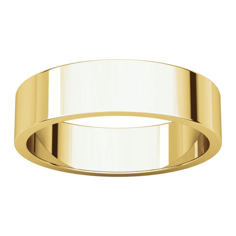 14k Yellow Gold 5mm Flat Band, Size 9.5