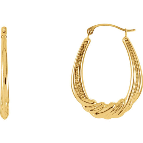 14k Yellow Gold Crescent Hoop Earrings