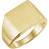13.50X14.00 mm Men's Signet Ring with Brush Finished Top in 14k Yellow Gold ( Size 10 )