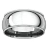 14k White Gold 8mm Milgrain Comfort Fit Band, Size 9