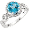 14K White Gold Swiss Blue Topaz & 1/6 CTW Diamond Ring (Size 6)