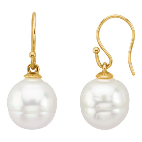 Elegant and Stylish Pair of 15.00 MM South Sea Cultured Pearl Earrings in 18K Yellow Gold, 100% Satisfaction Guaranteed.