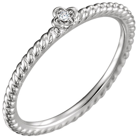 14k White Gold .01 CTW Diamond Stackable Ring, Size 7