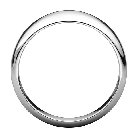 14k White Gold 8mm Half Round Tapered Band, Size 7.5