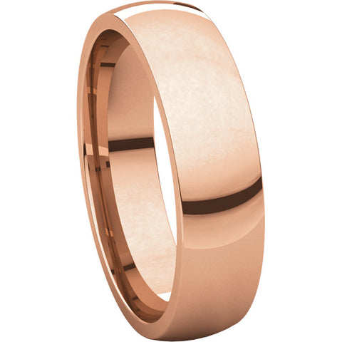 14k Rose Gold 5mm Light Comfort Fit Band, Size 9