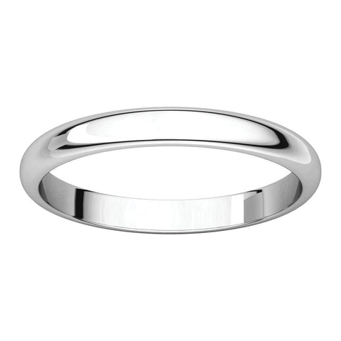Platinum 2.5mm Half Round Band, Size 7.5