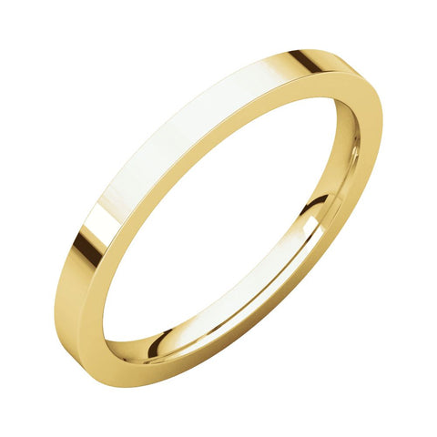 14k Yellow Gold 2mm Flat Comfort Fit Band, Size 7.5