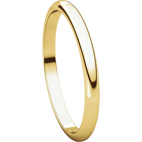 10k Yellow Gold 2mm Half Round Band, Size 8.5