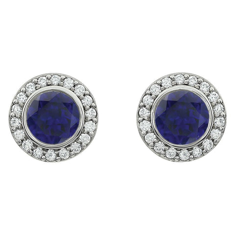 Sterling Silver Dark Blue Cubic Zirconia Earrings