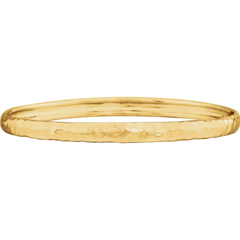14k Yellow Gold 5.1mm Hammered Bangle Bracelet