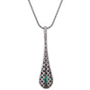 14k White Gold Chatham® Created Emerald & 3/4 CTW Diamond 18" Necklace