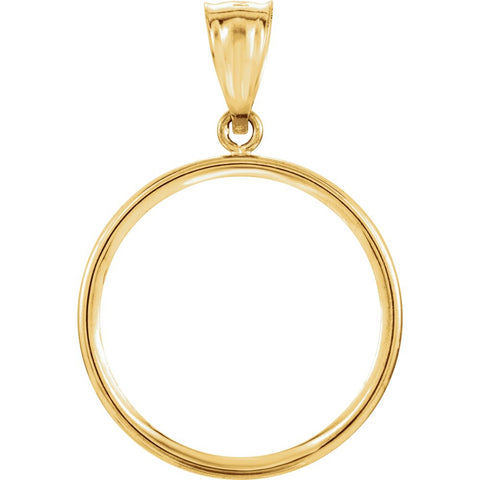 14k Yellow Gold Tab Back Frame Pendant for 1/4 Ounce American Eagle, 1/4 Ounce South African Rand, or 1/4 Ounce Chinese Panda Coin