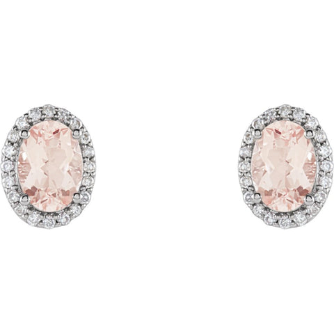 14k White Gold Morganite & 1/5 CTW Diamond Earrings