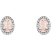 14k White Gold Morganite & 1/5 CTW Diamond Earrings